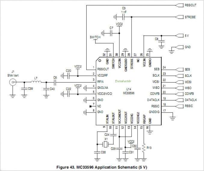 MC33596 MC33596: PLL Tuned UHF Receiver – Circuit Schematic