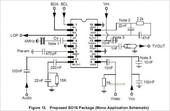 MC44BS374CA MC44BS374CA: PLL Tuned UHF And VHF Audio/Video High Integration Modulator – Circuit Schematic