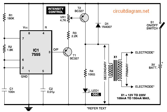 Muscular stimulator circuit – Circuit Schematic