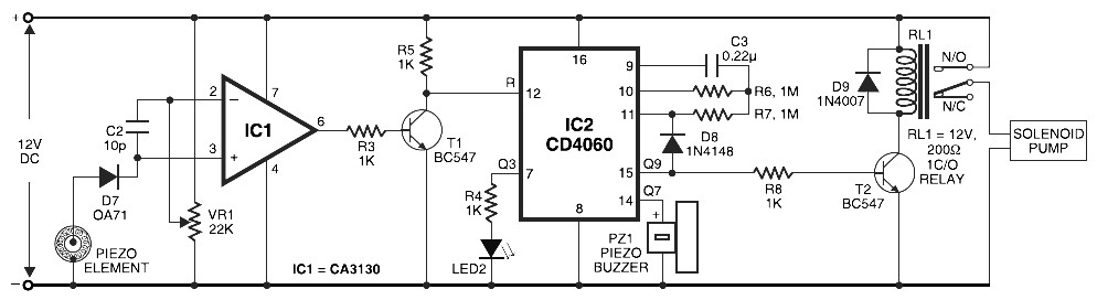 Pyroelectric Fire Alarm System Diagram – Circuit Schematic