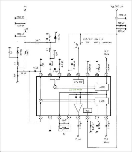TA1284FN UHF / VHF TUNER IC (Low Phase Noise Oscillator) – Circuit Schematic