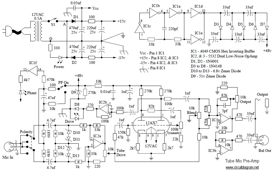 Tube Mic Pre-Amp – Circuit Schematic