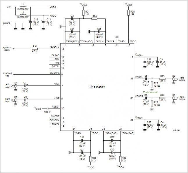 UDA1343TT UDA1343TT Economy Audio CODEC With Features – Circuit Schematic
