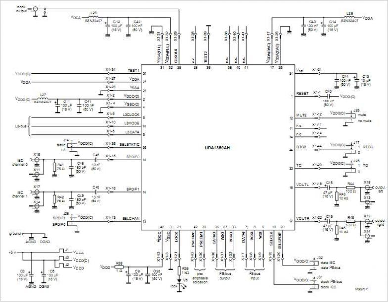 UDA1350AH UDA1350AH IEC 958 Audio DAC – Circuit Schematic