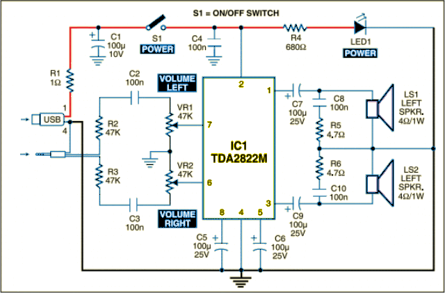 USB Powered mini Amplifier circuit