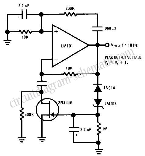 wein bridge sine wave oscillator lm101 – Circuit Schematic
