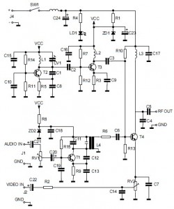 AudioVideo to UHF TV Signal Converter Modulator circuit