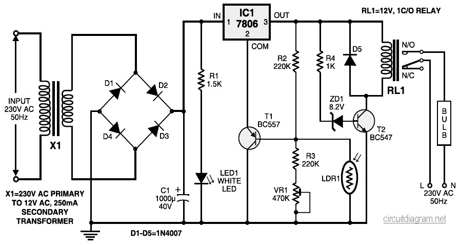 automatic light controller circuit diagram circuit