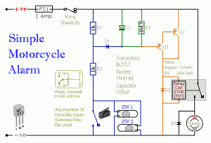 easy build motocycle alarm circuit