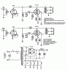 Stereo Tube Amplifier 4 Watts circuit