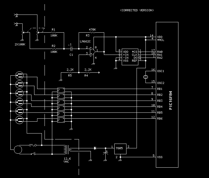Color organ with PIC16F84 – Circuit Schematic