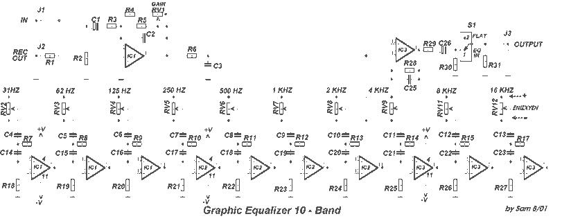 10 Band Graphic Equalizer circuit