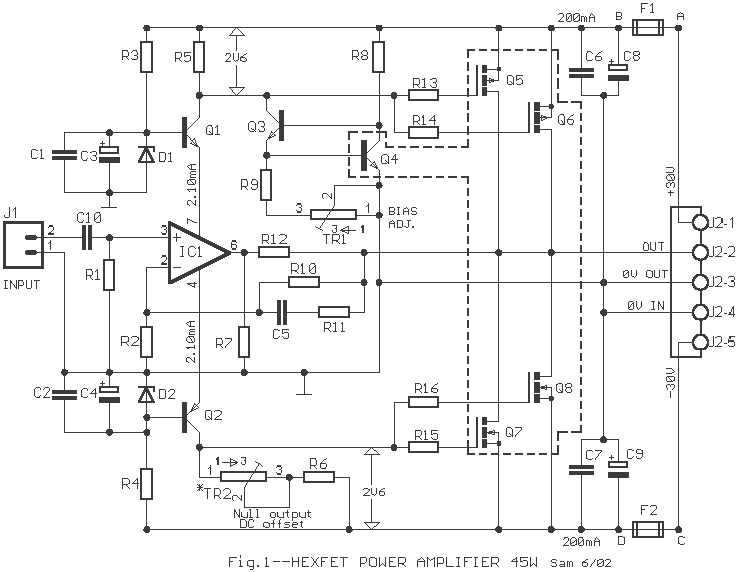 Power Amplifier 45W with HEXFET circuit