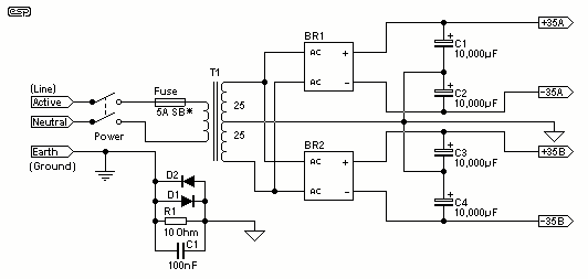 Power Supply For Amplifiers circuit