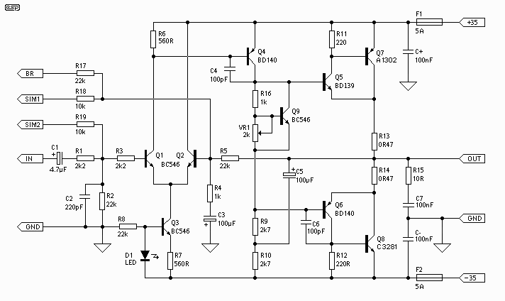 Updated 60-100W Hi-Fi Power Amplifier – Circuit Schematic