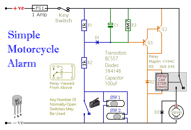 Motorcycle Alarm Number 4 – Circuit Schematic