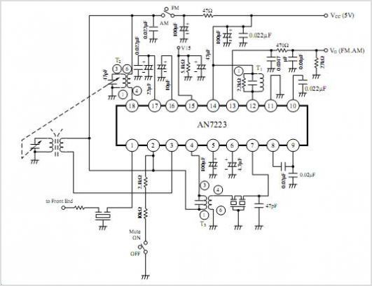 AN7223 Am Tuner Fm/am If Amplifier Circuit For Radio Cassette Recorder Panasonic Semiconductor – Circuit Schematic