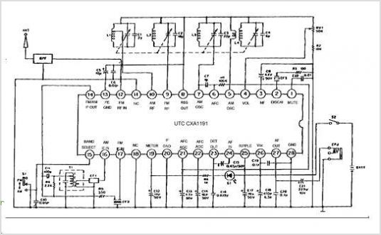 CXA1191 1-Chip AM/FM Radio Circuit – Circuit Schematic