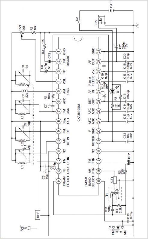 CXA1619BS Fm/am Radio – Circuit Schematic