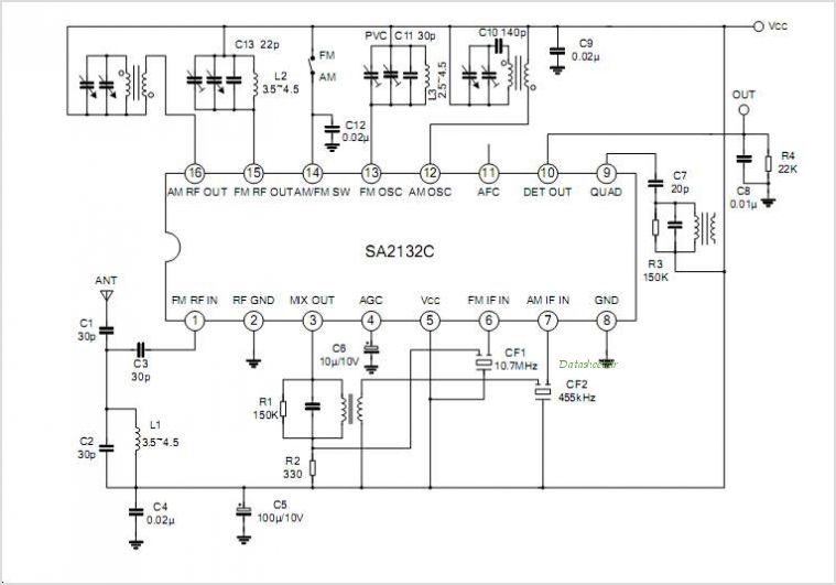 SA2132 AM/FM RADIO RECEIVER – Circuit Schematic