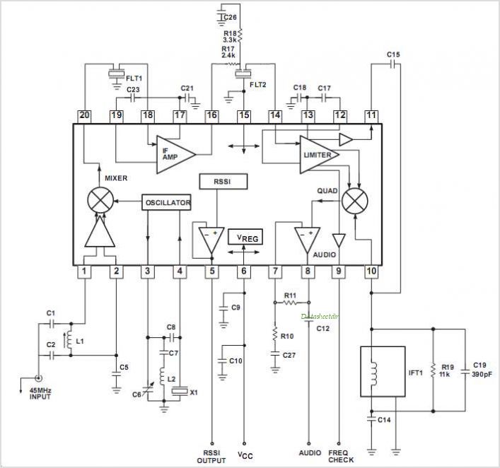 SA607 SA607 Low-voltage High Performance Mixer FM IF System – Circuit Schematic
