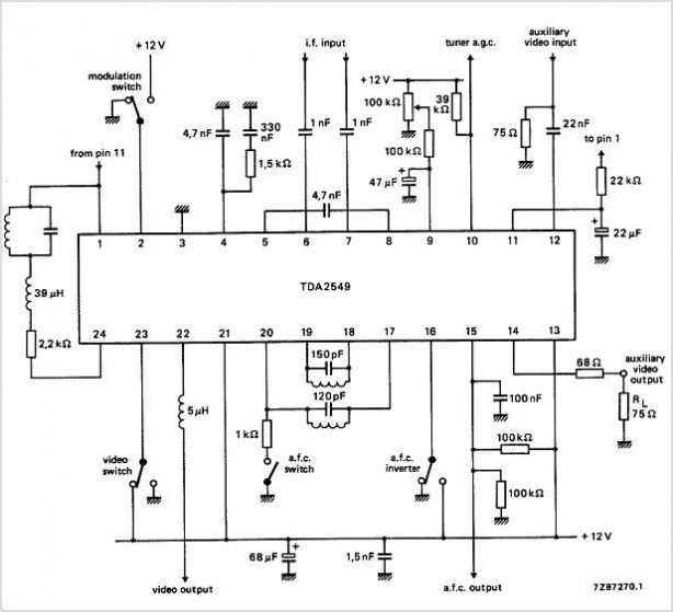 TDA2549 TDA2549 I.F. Amplifier And Demodulator For Multistandard TV Receivers – Circuit Schematic
