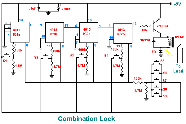 Electronic Combination Lock – Circuit Schematic