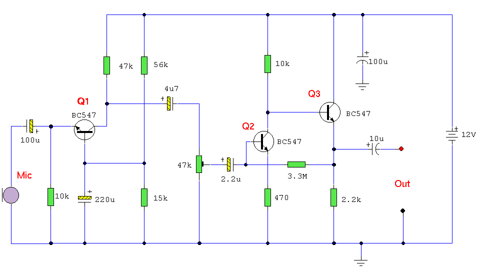 Dynamic Microphone Preamp – Circuit Schematic