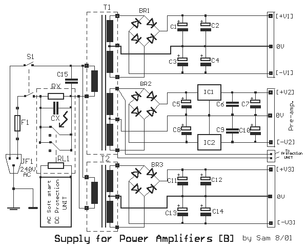Power Supply for Amlifiers B circuit