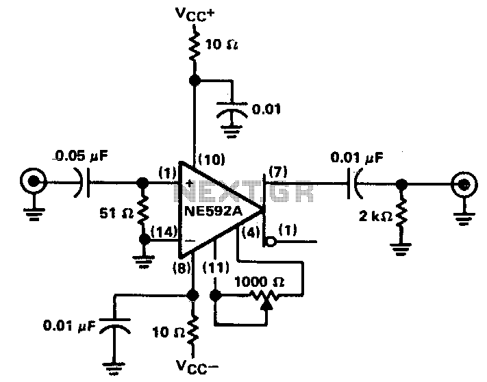 Oscilloscope-counter-preamplifier circuit
