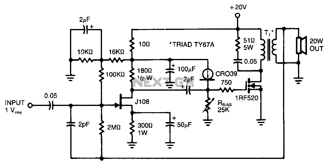 20W-audio-amplifier circuit