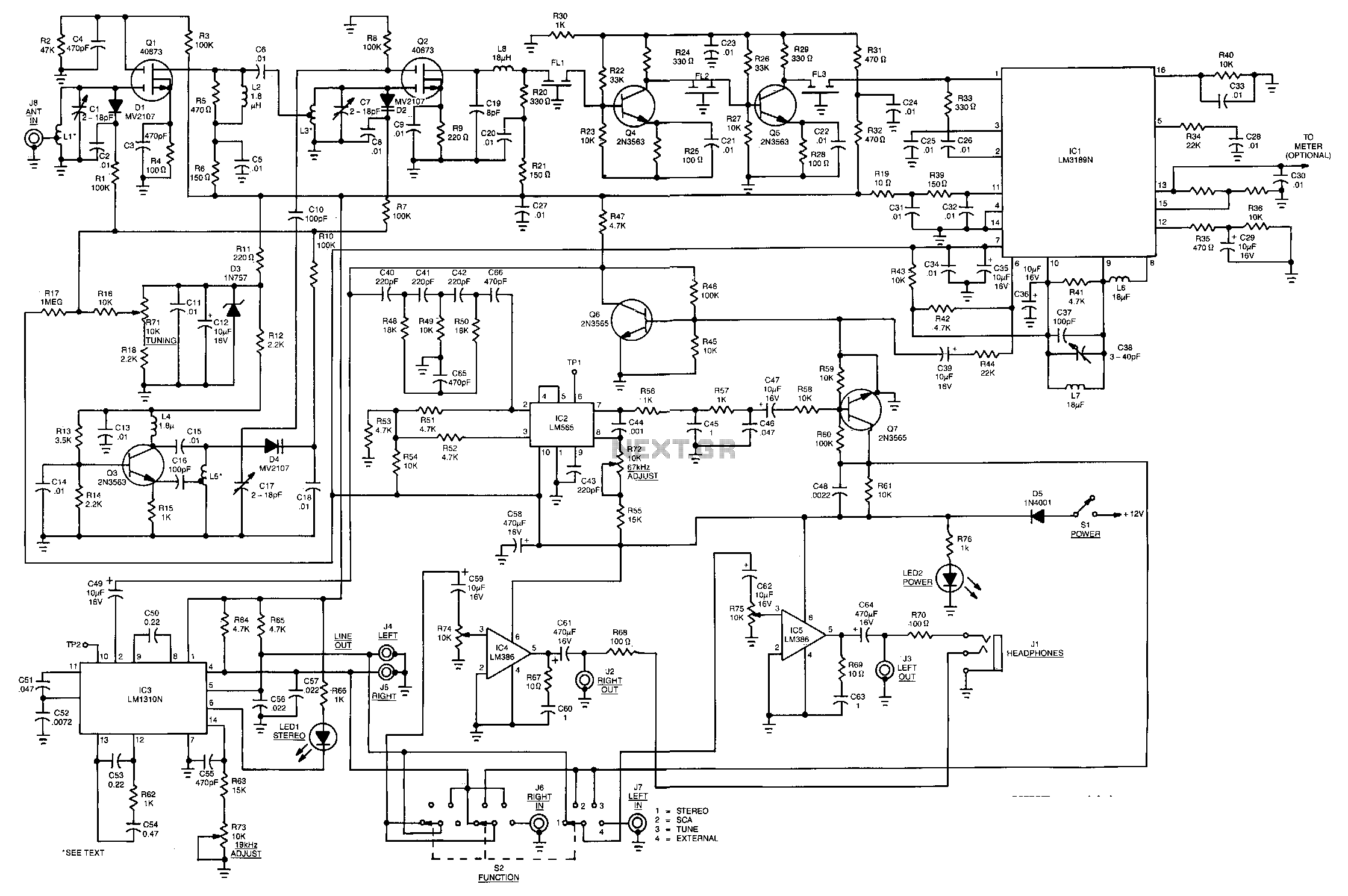 Fm-mpx-sca-receiver circuit