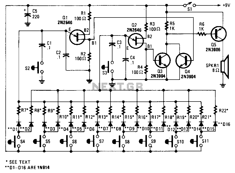 Electronic-bagpipe circuit