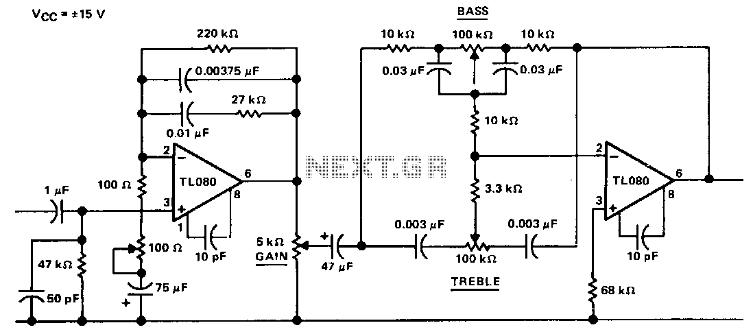 Ic-preamplifier-tone-control circuit