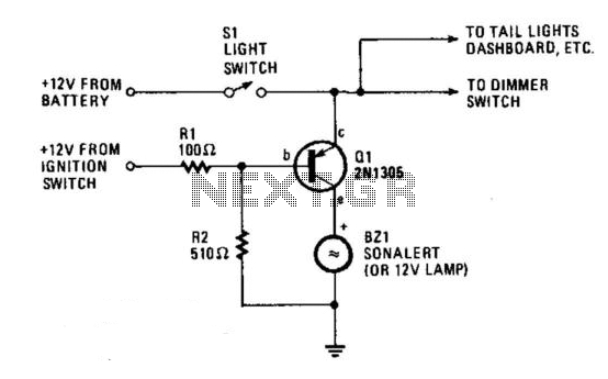 Automobile Lights-On Reminder circuit