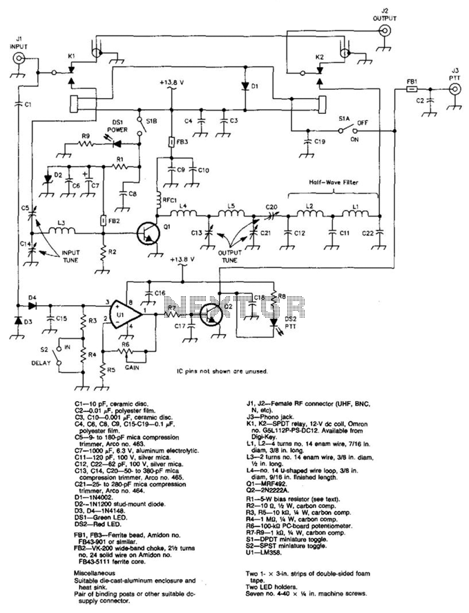 6M 100W Linear Amplifier circuit
