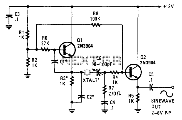 Two-Transistor Sine-Wave Oscillator circuit