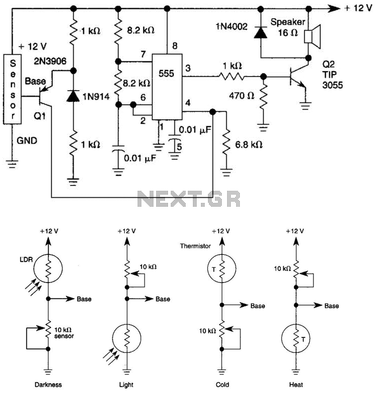 Heat Or Light Activated Alarm Circuit