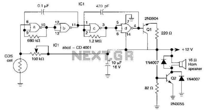 High-Output Pulsed-Tone/Light-Activated Alarm