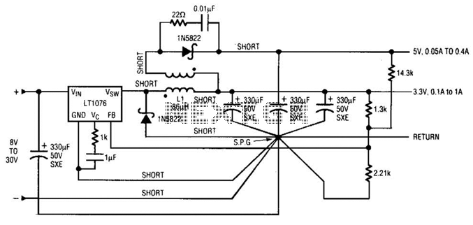 Dc-Dc Converter Circuit With 33V And 5V Outputs Circuit