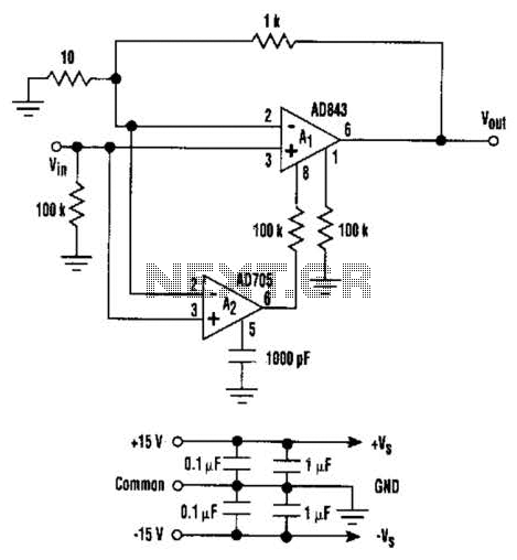 Low Noise And Drift Composite Amp Circuit