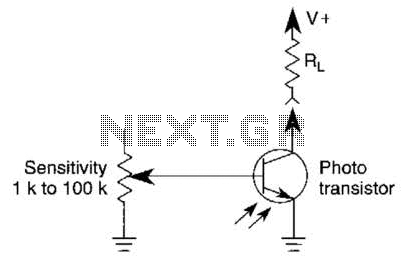 Variable-Sensitivity Phototransistor Circuit Circuit