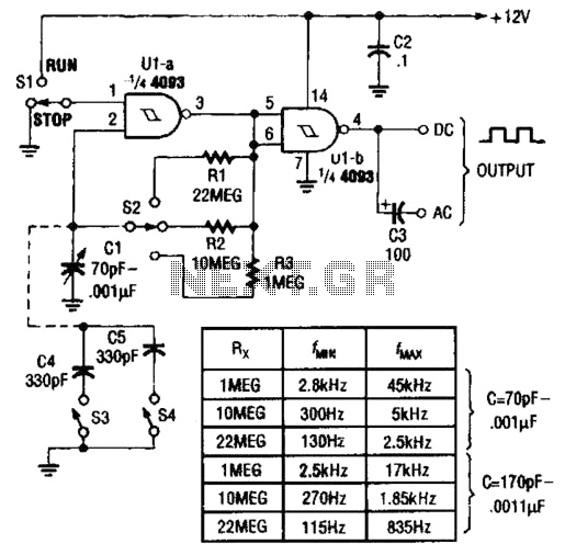 4093 Cmos Vfo Circuit – Circuit Schematic