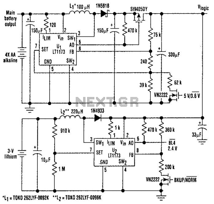 5V From 4Aa Cells Circuit
