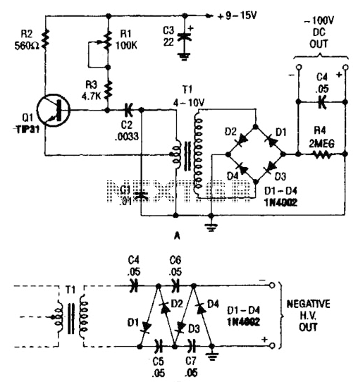 Hv Power Supply With 9 To 15Vdc Input Circuit