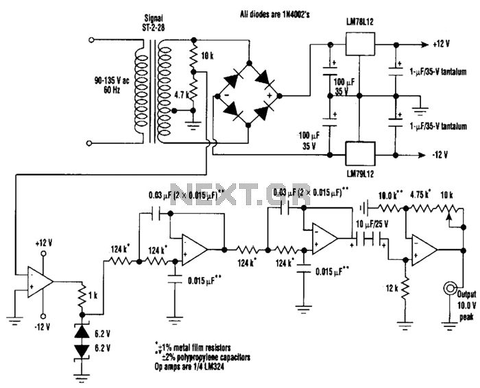 Highly Stable 60Hz Sine-Wave Source Circuit – Circuit Schematic