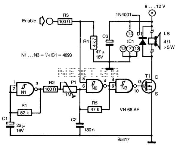 Siren Oscillator Circuit – Circuit Schematic