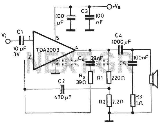 8 Watts Audio Amplifier TDA2003 circuit