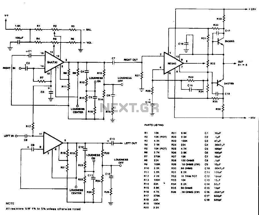Fully adjustable preamplifier circuit
