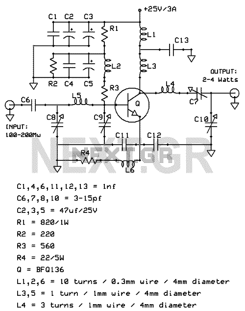 4Watt UHF TV linear amplifier circuit
